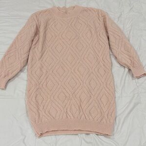 Blush Cable Knit Sweater Dress